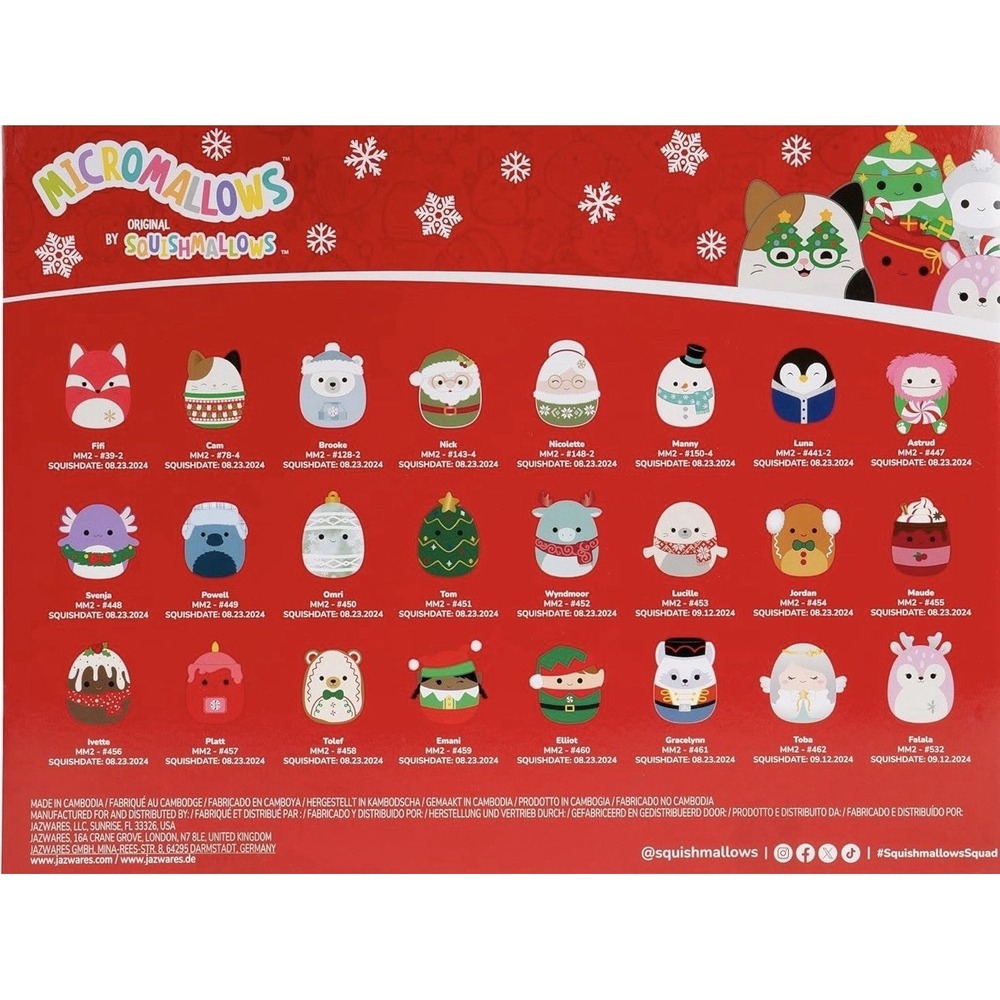 Squishmallows Original 24-Day Micromallows Holiday Plush Advent Calendar